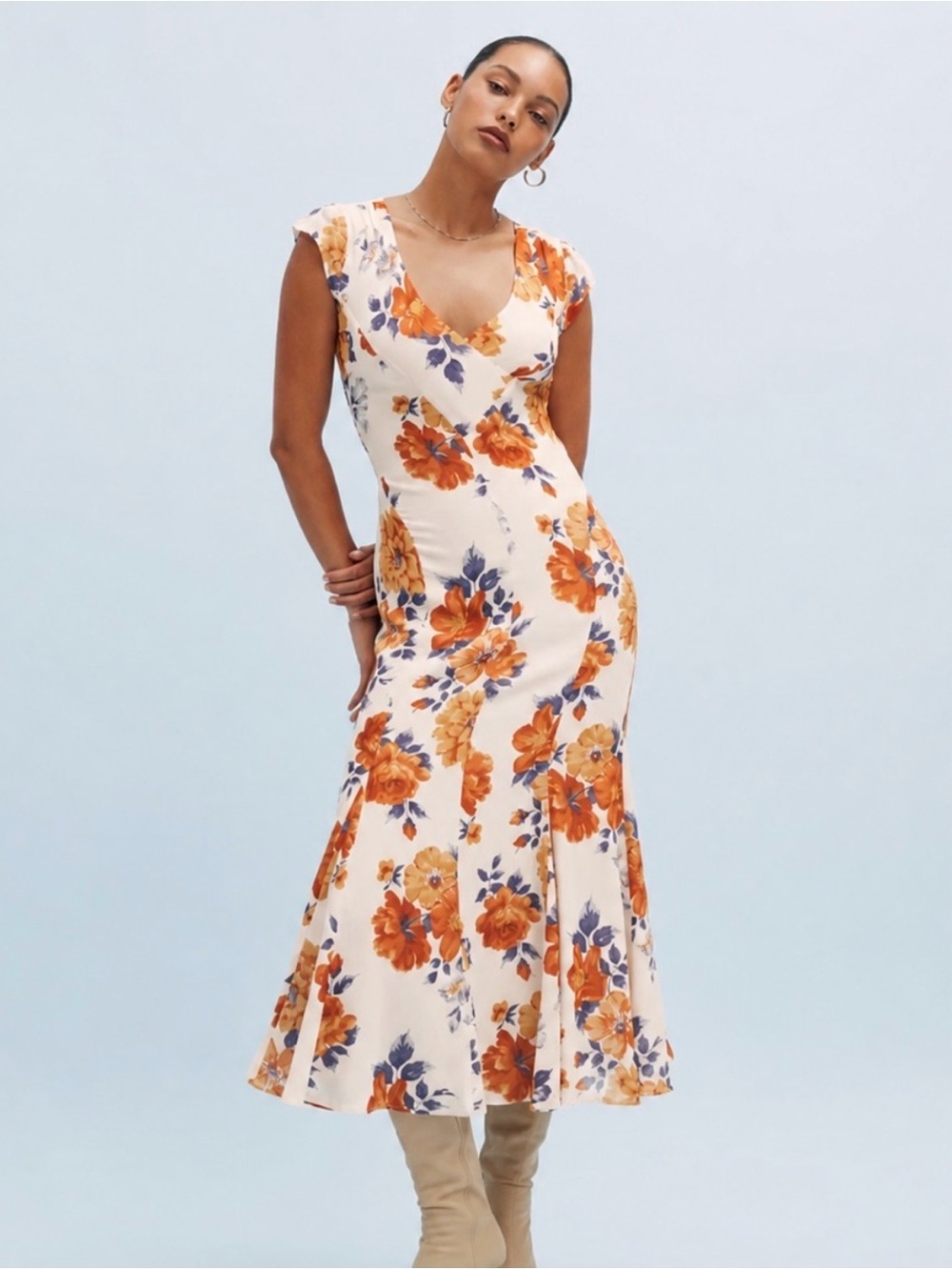 Reformation Baden Floral Midi Dress - Size 12